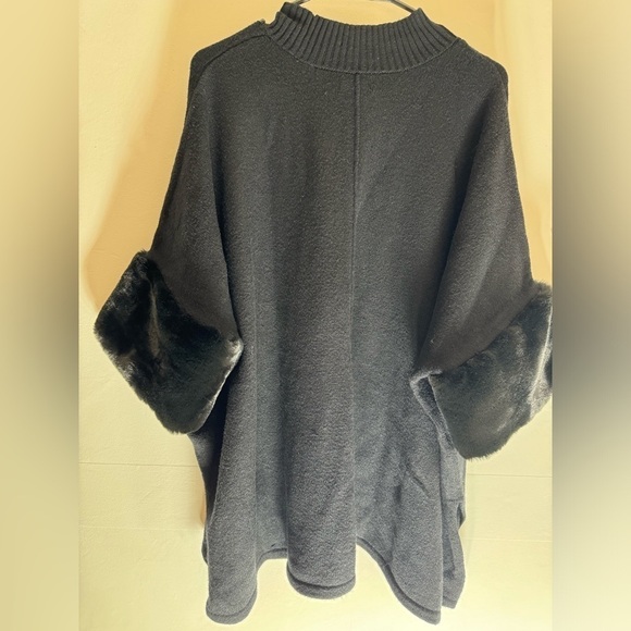 Alfani Classic Faux Fur Trim Plus Oversized Boho Chic Poncho Sweater xl 12/14/16 - Picture 5 of 9